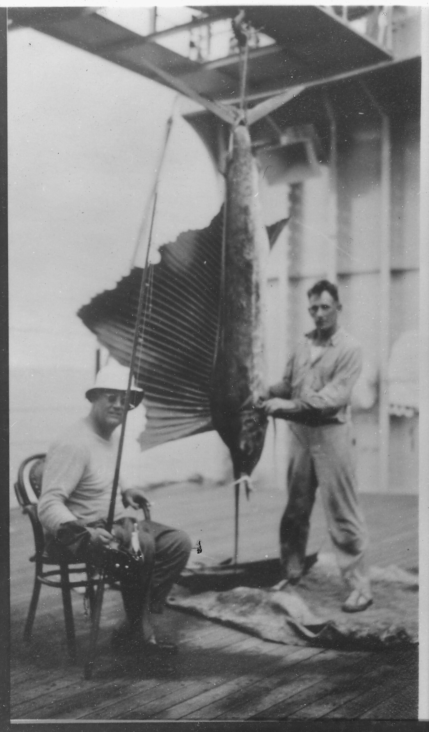 Franklin D. Roosevelt fishing off the U.S.S. Houston near Cocos Island